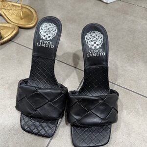 Vince Camuto Black Braided Slide Mules - 6